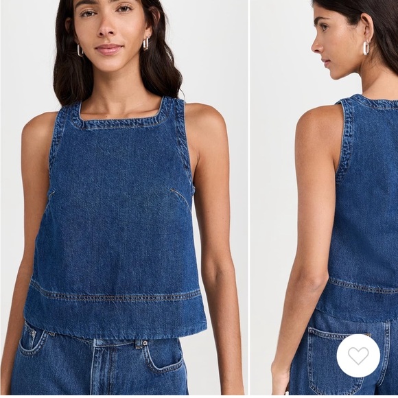 ALIGNE MEG SQUARE NECK DENIM SHELL TANK Blue Denim Women's Jeans - Picture 1 of 4